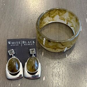 White House Black Market Marbled Bracelet and Earring Set